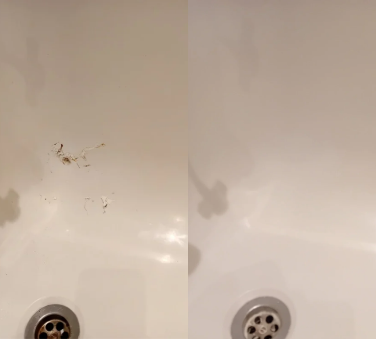 Sink repair Bristol before and after photo of a cracked sink repair
