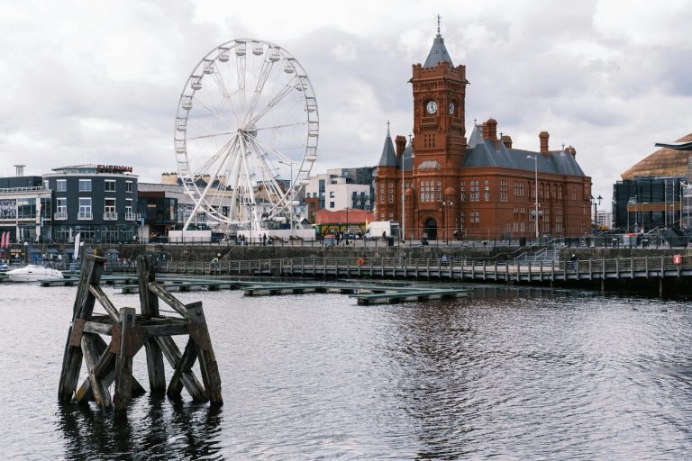 Photo of Cardiff bay with the Norwegian church in the background
